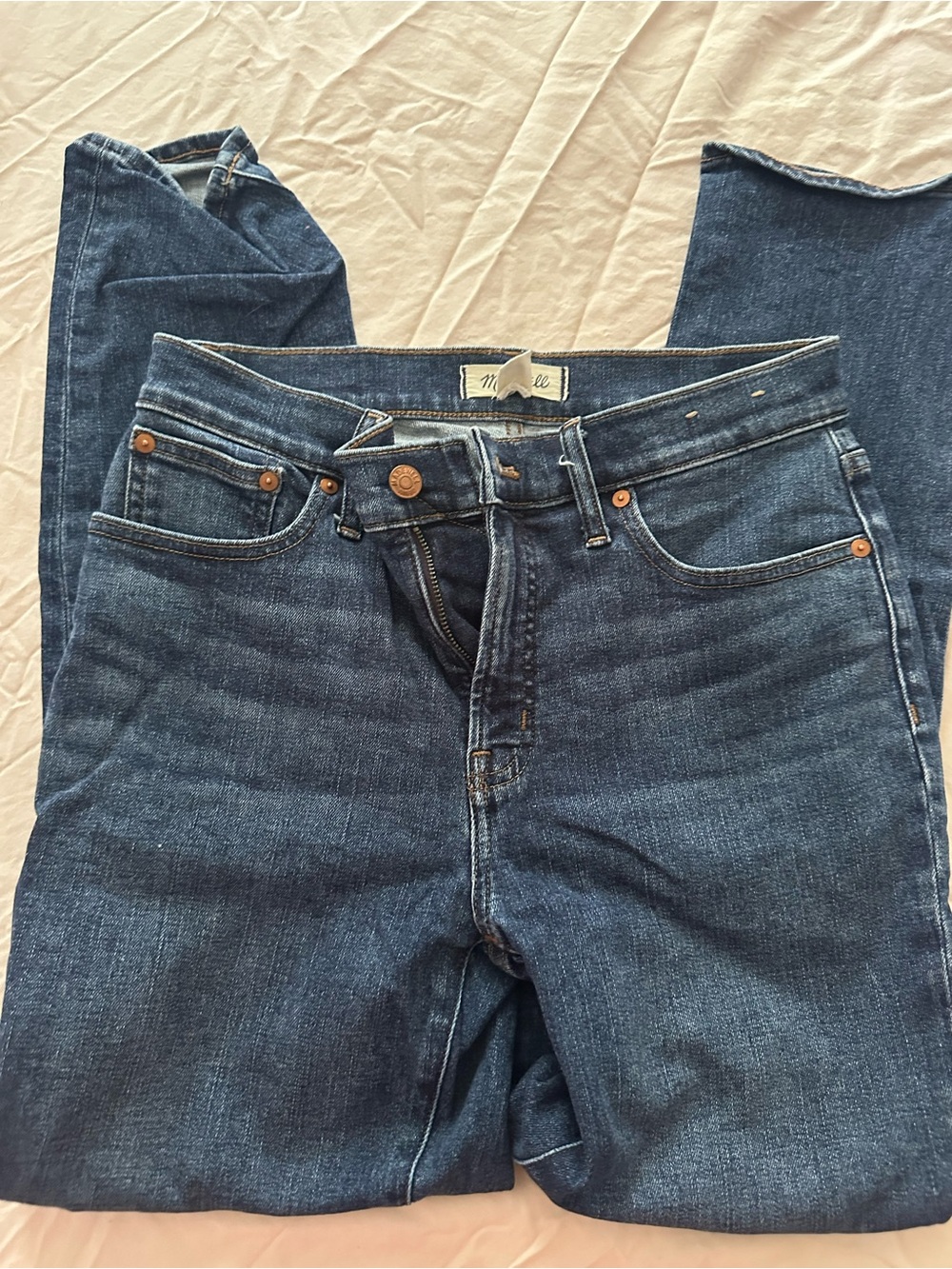 Madewell Women's Straight Leg Jeans in Dark Blue Denim